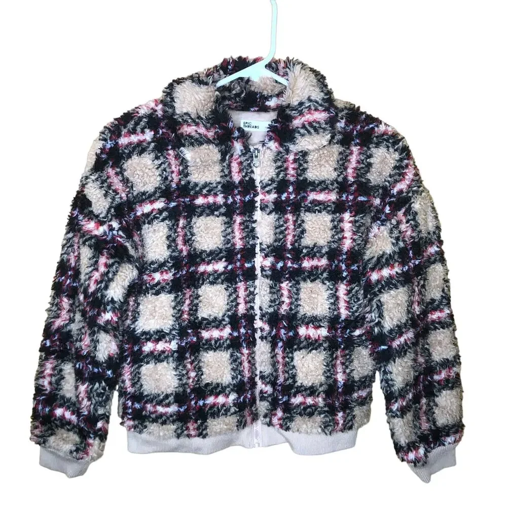 Epic Threads Tan Red Plaid Bomber Jacket, NWT, L